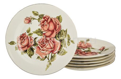 Набор тарелок плоских АРТИ-М Набор из 6 тарелок плоских Корейская роза 126-502