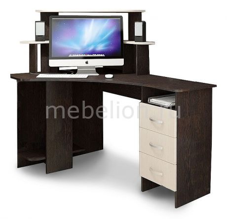 Стол компьютерный Мебель Трия угловой Бумеранг-3Н(М) венге цаво/дуб молочный