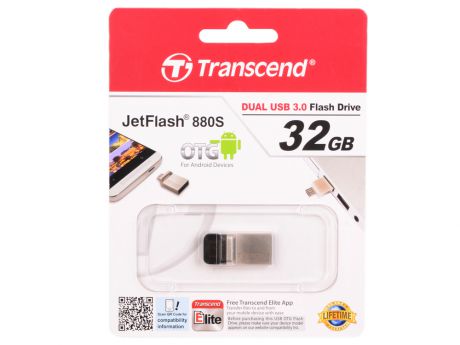 Флешка USB 32Gb Transcend JetFlash 880 TS32GJF880S серебристый