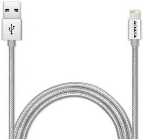 Кабель A-Data Lightning-USB для iPhone iPad iPod 1м серебристый AMFIAL-100CMK-CSV