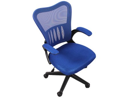 Кресло офисное COLLEGE HLC-0658F, синий, ткань, сетчатый акрил, 120 кг, крестовина и подлокотники черный пластик. (ШxГxВ), см 60.5x55x93-102.5