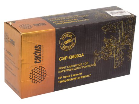 Картридж Cactus CS-Q6002A для принтеров HP Color LaserJet 1600/2600N/M1015/M1017, желтый, 2500 стр.