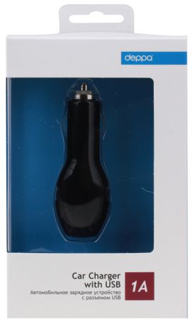 Автомобильное зарядное устройство Deppa USB, 1А, черная, (22110)