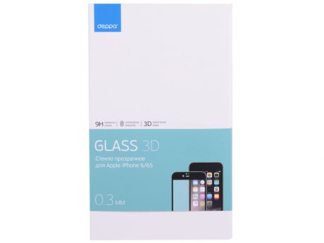 Защитное стекло 3D Deppa 61997 для Apple iPhone 6/6S, 0.3 мм, черное