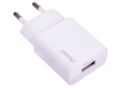 Сетевое зарядное устройство Deppa USB 1А, дата-кабель с разъемом 8-pin для Apple, белый, (11305)