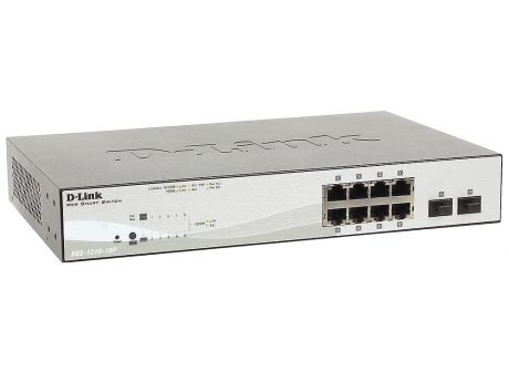 Коммутатор D-Link DGS-1210-10P/C1A Настраиваемый коммутатор Web Smart с 8 портами 10/100/1000Base-T с поддержкой PoE и 2 портами 1000Base-X SFP