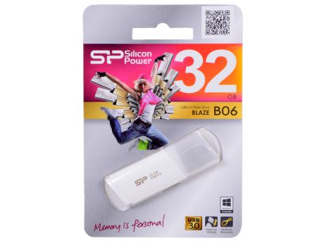Внешний накопитель 32GB USB Drive <USB 3.0> Silicon Power Blaze B06 White (SP032GBUF3B06V1W)