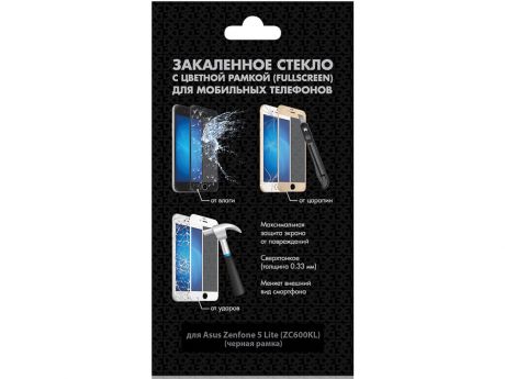 Закаленное стекло с цветной рамкой (fullscreen) для Asus Zenfone 5 Lite (ZC600KL) DF aColor-15 (black)