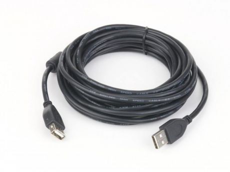Кабель удлинитель USB2.0 Pro Cablexpert CCF2-USB2-AMAF-10, AM/AF, 3м , экран, 2феррит.кольца, черный, пакет