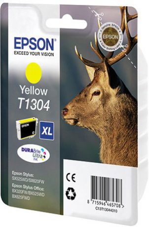 Картридж Epson C13T13044010 T1304 для SX525WD SX620FW BX525WD BX625FWD Yellow Желтый