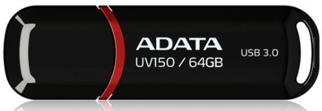 Внешний накопитель 64GB USB Drive ADATA USB 3.1 UV150 черная 90/20 МБ/с AUV150-64G-RBK USB 3.1 / 90 МБ/cек / 20 МБ/cек