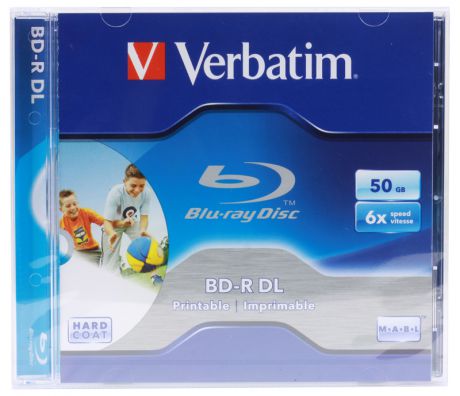 Диск Blu-Ray VERBATIM BD-R 50Gb Jewel Printable (43736737735) 6x