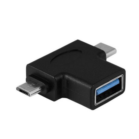 Переходник Orient UC-302 USB 3.0 OTG, Af - Type-Cm (24pin) + micro-Bm (5pin), черный