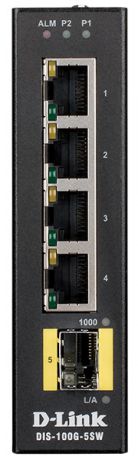 Коммутатор D-Link DIS-100G-5SW/A1A Промышленный неуправляемый с 4 портами 10/100/1000Base-T, 1 портом 1000Base-X SFP