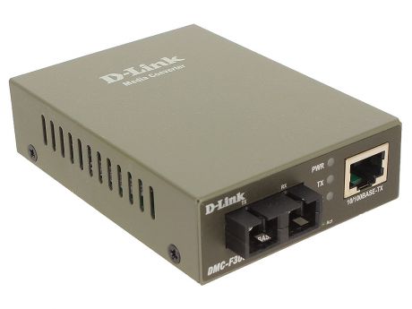 Медиаконвертер D-Link DMC-F30SC/E Медиаконвертер с 1 портом 10/100Base-TX и 1 портом 100Base-FX с разъемом SC для одномодового оптического кабеля (до