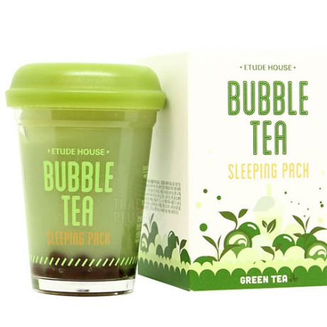 Маска ночная для лица с экстрактом зеленого чая Bubble Tea Sleeping Pack Green Tea, 100 г (Etude House, Bubble Tea)