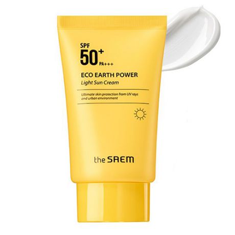 Крем солнцезащитный легкий SPF50 Eco Earth Power Light Sun Cream, 50 г (The Saem, Sun)