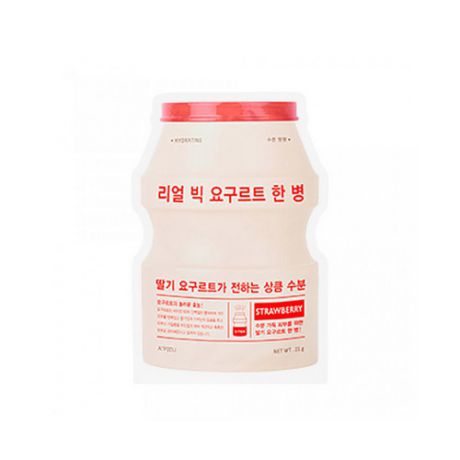 Маска для лица тканевая йогуртная Real Big Yogurt One Bottle StrawBerry 21 г (Apieu, Для лица)