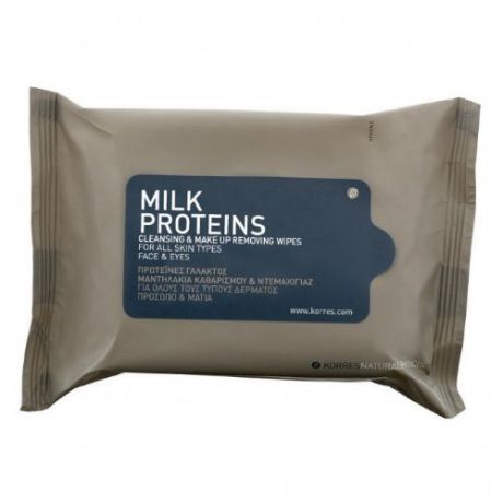 Салфетки для снятия макияжа с молочными протеинами для всех типов кожи уп.25 шт (Korres, Korres Ежедневное Очищение)