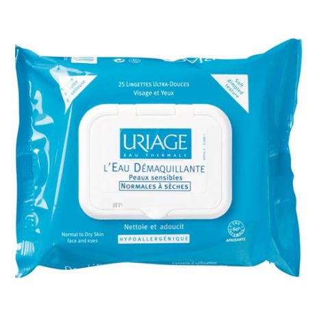 Салфетки с очищающей водой для нормальной и сухой чувствительной кожи 25 шт. (Uriage, Гигиена Uriage)