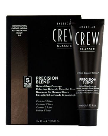 Precision Blend Краска для седых волос натуральный оттенок 45 3х40 мл (American Crew, Камуфляж седины)