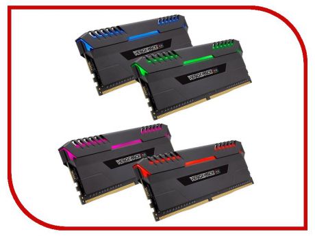 Модуль памяти Corsair Vengeance RGB DDR4 DIMM 2666MHz PC4-21300 - 64Gb KIT (4x16Gb) CMR64GX4M4A2666C16