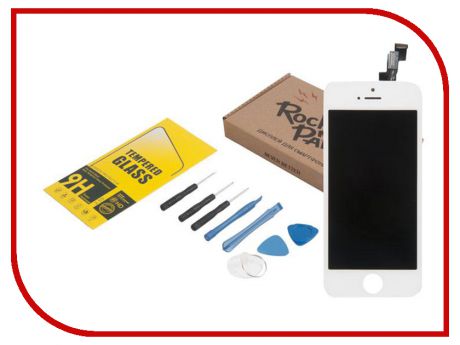 Комплект для самостоятельного ремонта телефона RocknParts Дисплей для iPhone 5S White +защитное стекло+набор инструментов+пошаговая инструкция 650652