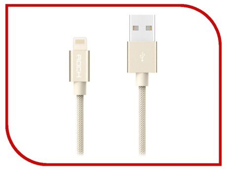 Аксессуар Rock Lightning Metal Charge & Sync Round Cable Gold 1m