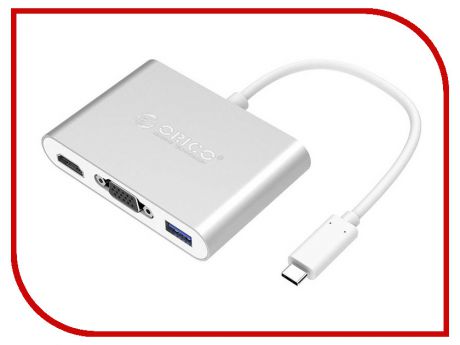Аксессуар Адаптер Orico USB Type-C - VGA / HDMI / USB 3.0-A / Type-C Silver RCHV-SV