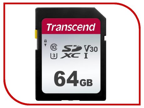 Карта памяти 64Gb - Transcend SDC300S SDXC Class10 UHS-I U3/V30 TS64GSDC300S