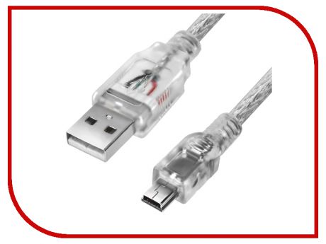 Аксессуар Greenconnect Premium USB 2.0 AM - Mini 0.15m Transparent GCR-UM1M5P-BB2S-0.15m