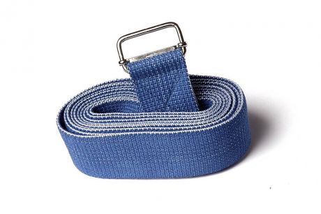 Ремень для йоги хлопковый Де люкс цветной длиной 270 см Рамайога (0,2 кг, 270 см, синий, 4 см)