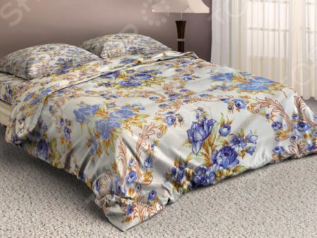 Комплект постельного белья «Голубые цветы». 1,5-спальный
