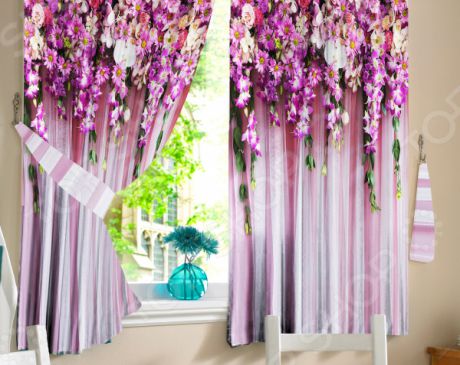 Комплект штор ТамиТекс «Ламбрекен из цветов»
