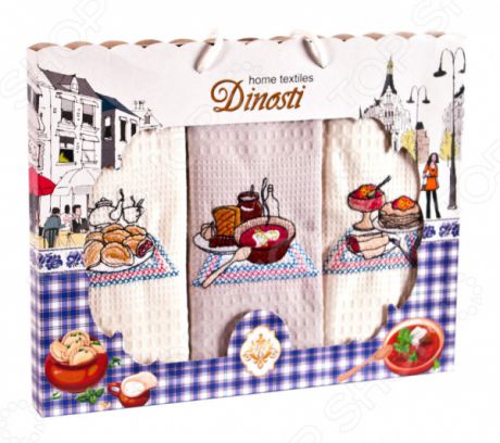 Комплект из 3-х кухонных полотенец Dinosti «Континентальный завтрак»