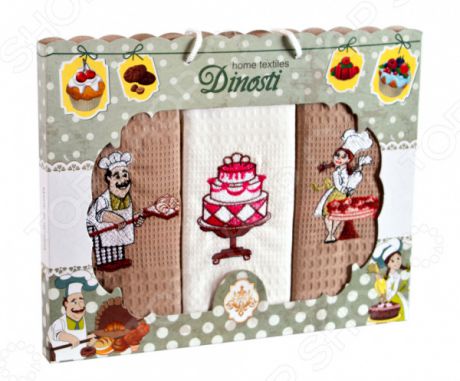 Комплект из 3-х кухонных полотенец Dinosti «Торт»