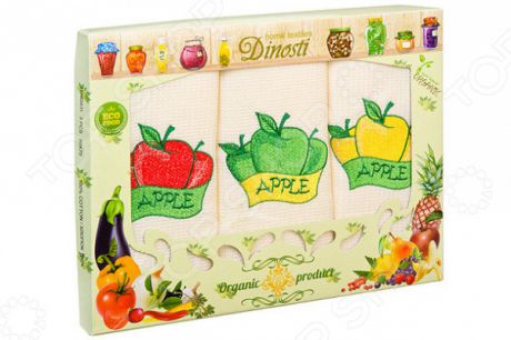 Комплект из 3-х кухонных полотенец Dinosti «Яблоки»