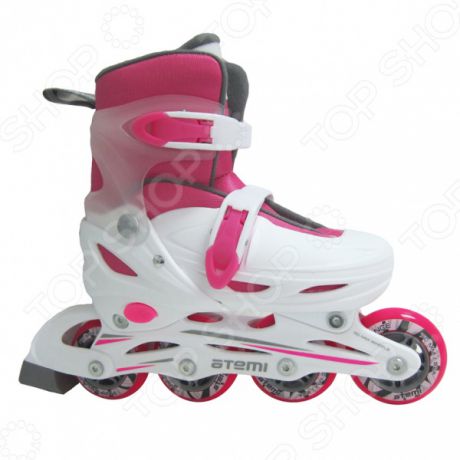 Детские роликовые коньки Atemi AJIS-12.05 Neon hard boot white/pink