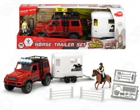 Машинка игрушечная с фигуркой Dickie «Перевозка лошадей»