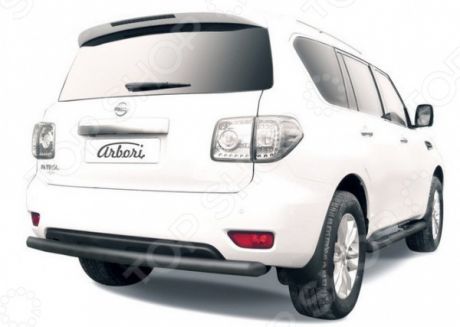 Защита заднего бампера Arbori короткая для Nissan Patrol, 2012-2014