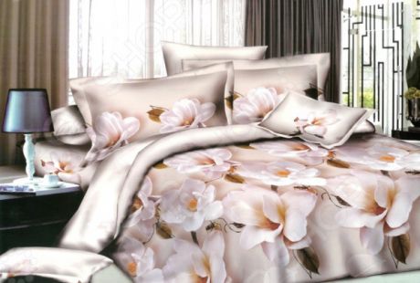Комплект постельного белья «Ночное сновидение». 2-спальный. Рисунок: кремовая орхидея