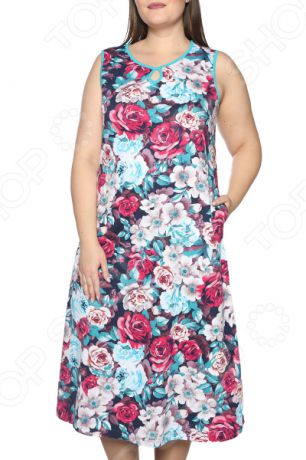 Платье Алтекс «Солнечное теплое». Цвет: голубой, краный