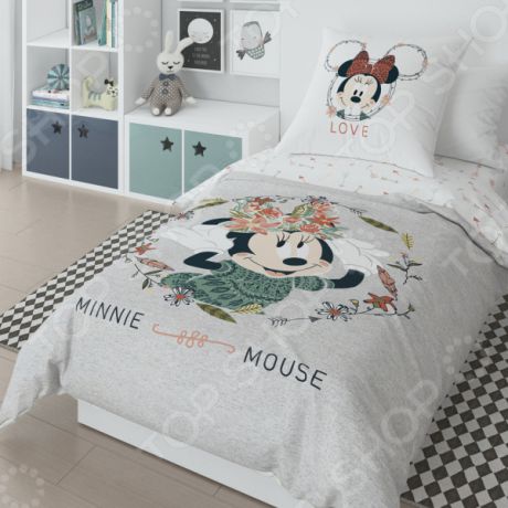 Детский комплект постельного белья Minnie Mickey Gray