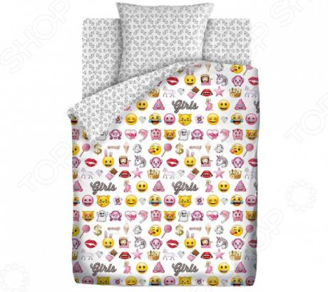 Детский комплект постельного белья Непоседа Emoji Smile. Цвет: розовый