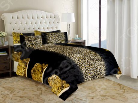 Комплект постельного белья «Леопардовая страсть». Евро. Цвет: черный