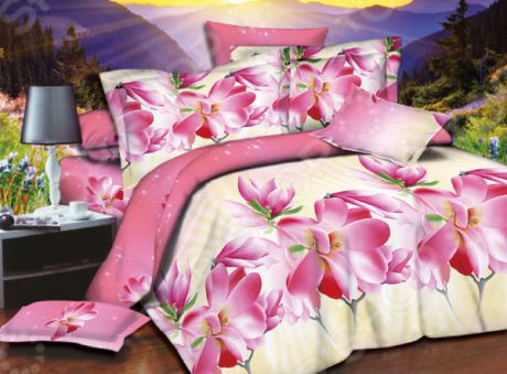 Комплект постельного белья «Сладкий сон». 1,5-спальный. Рисунок: розовые цветы