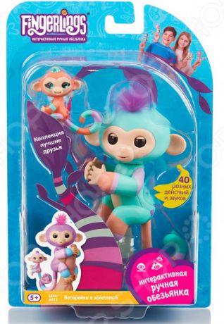 Игрушка интерактивная Fingerlings «Обезьянка Денни с малышом»