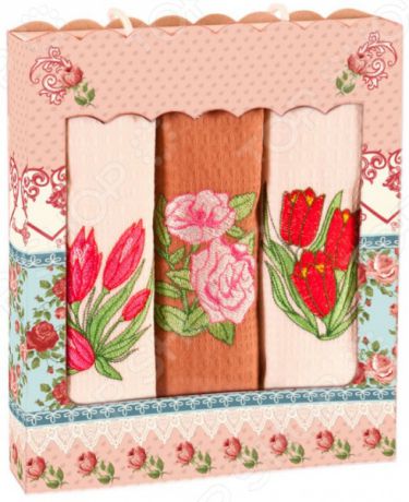 Комплект из 3-х вафельных полотенец Dinosti «Звон цветов»