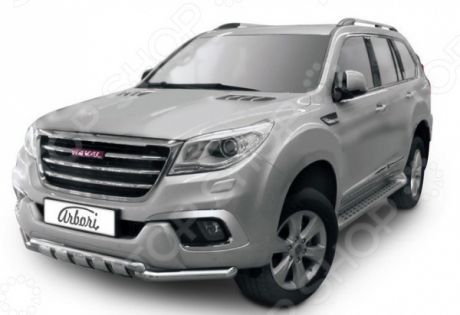 Защита переднего бампера Arbori двойная с профильной ЗК для HAVAL H9, 2015