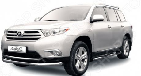 Защита переднего бампера Arbori длинная для Toyota Highlander, 2010-2014